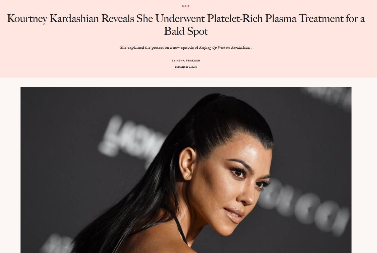 kourtney kardashian Platelet rich plasma treatment hair loss