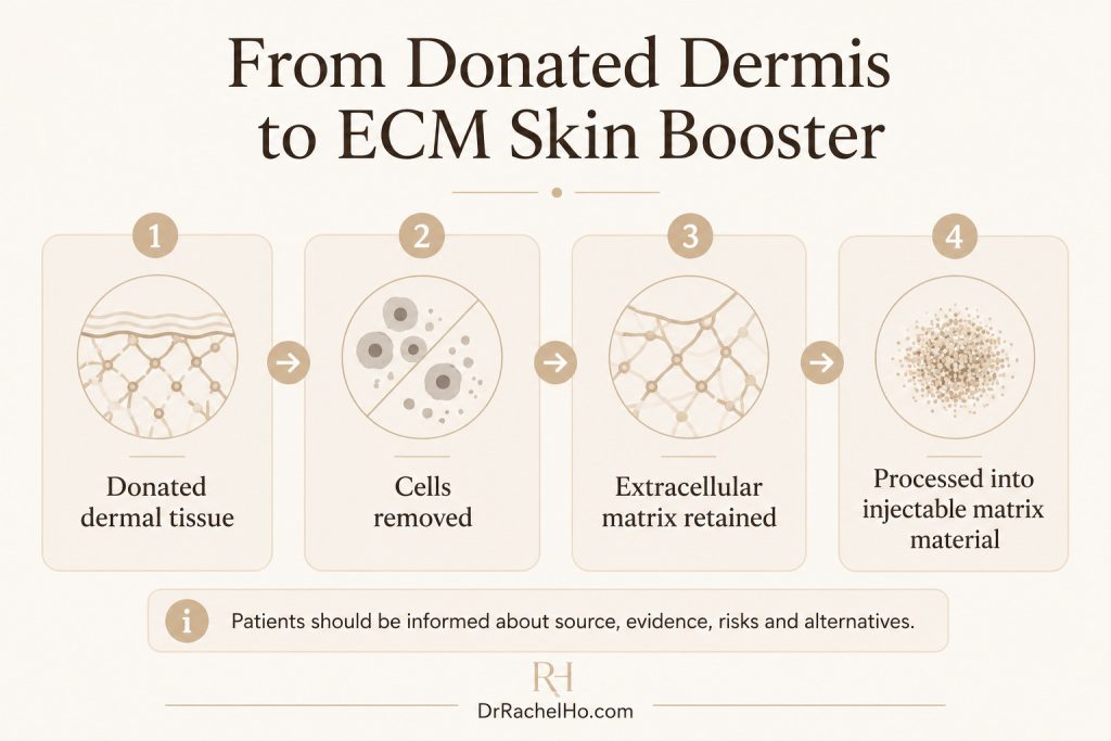 From donated dermal tissue to ECM skin booster acellular dermal matrix process