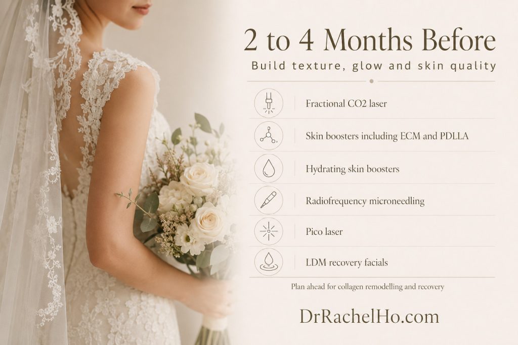 Bridal contour facial balancing and wrinkle treatment timeline before wedding