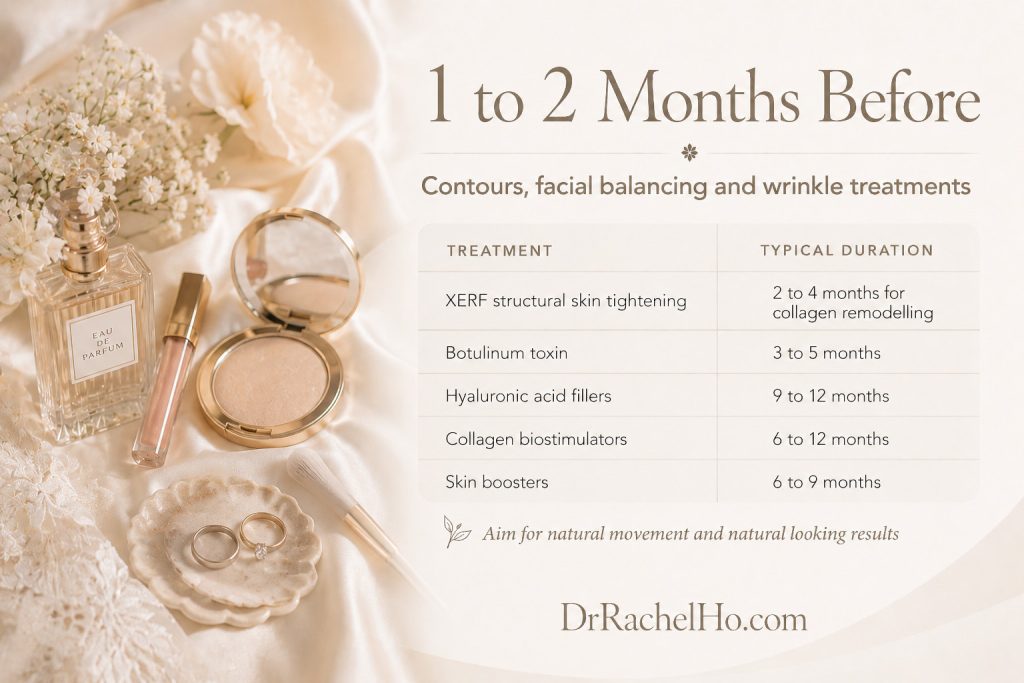 Bridal skin maintenance treatments one to two months before wedding including LDM LED PRX Plus and Pico laser