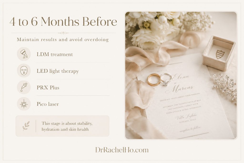 Bridal skin texture glow and skin quality treatments 4 to 6 months before wedding