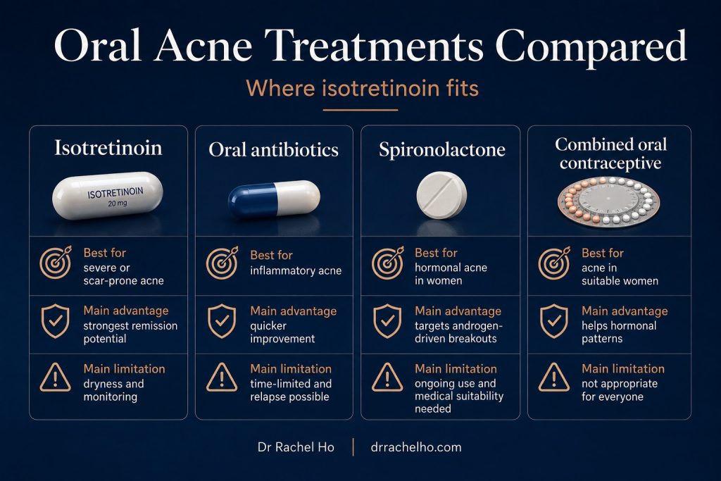 Comparison of isotretinoin, oral antibiotics, spironolactone and combined oral contraceptives for acne.
