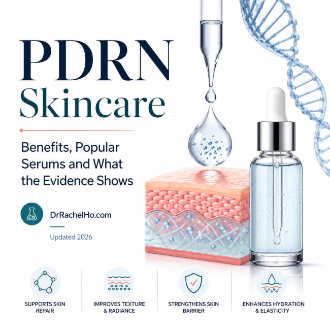 PDRN skincare science infographic by Dr Rachel Ho explaining what PDRN is, how it is used in skincare, and why it is discussed for skin repair and rejuvenation in Singapore.
