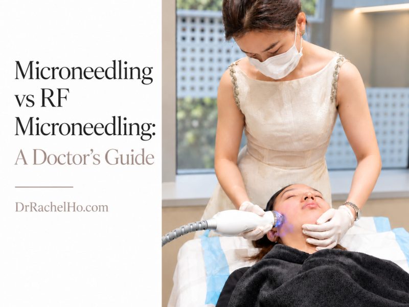 Microneedling vs RF Microneedling: A Doctor’s Guide, with Dr Rachel Ho from The Skin Longevity Clinic, Singapore applying the RF microneedling treatment handpiece to a patient’s cheek